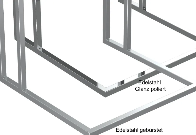 Akante Alicia Beistelltisch mit Glasplatte Edelstahl gebürstet Outlet