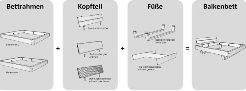 TPT Möbel Balkenbett 820 wildeiche Discount