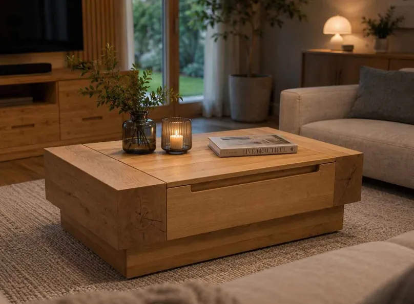 Quadrato Couchtisch Holz mit Stauraum Outlet