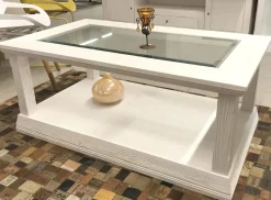 Effedue s.r.l. Couchtisch Vienna - Pinie massiv mit Glasplatte