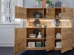 TPT Möbel Davos Highboard Massivholz wildeiche Discount