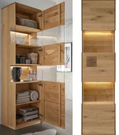 TPT Möbel Davos Vitrinenschrank wildeiche massiv Outlet