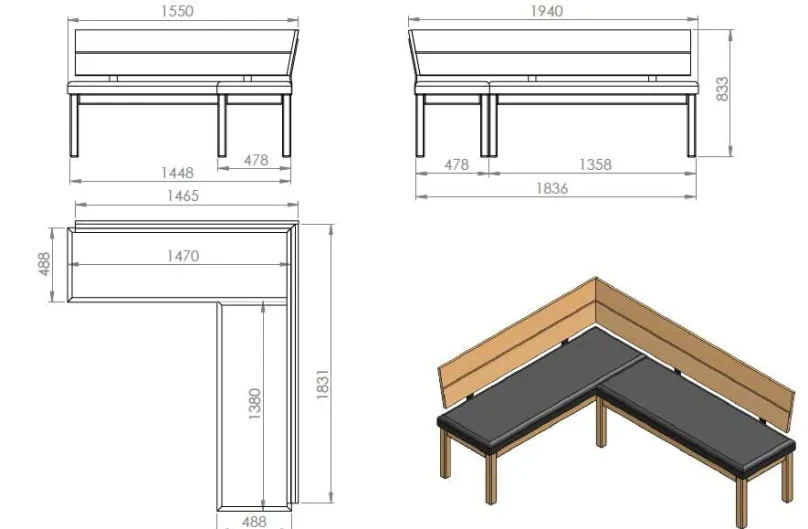 Schösswender Möbel Eckbank mit Tisch und Stühle günstig Hot
