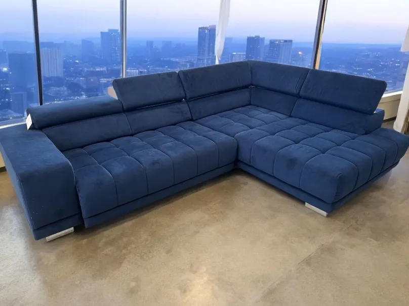Megapol Ecksofa blau Samt Discount