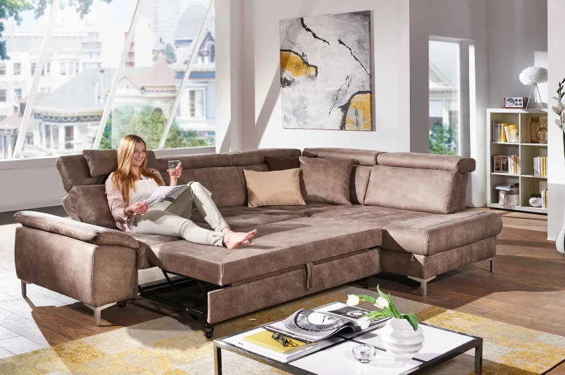 Dietsch Polstermöbel GmbH Family Relax Ecksofa mit Schlaffunktion Discount