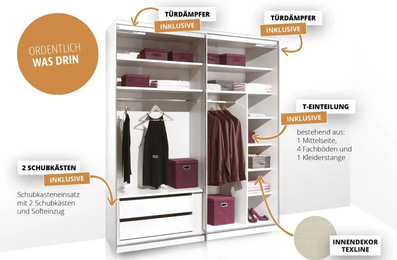 Staud Möbel GmbH & Co.KG Includo Kleiderschrank Hochglanz Online