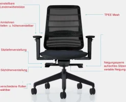 WP Design Koplus Tonique ergonomischer Bürosessel schwarz mit vielen Funktionen Outlet
