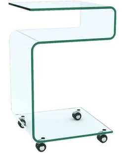 Akante Lili Glas Beistelltisch mit Rollen New