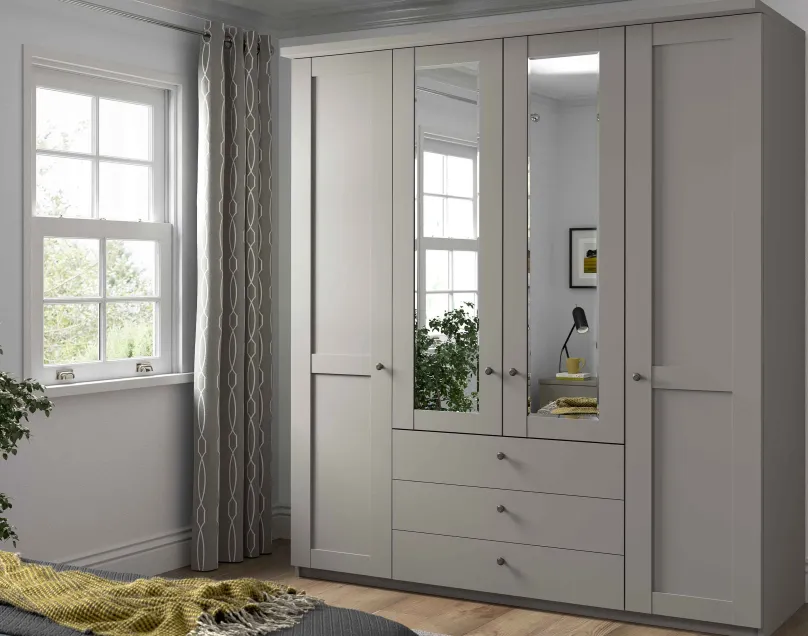 Wiemann Möbel Marlow Kleiderschrank mit Spiegel und Schubladen New