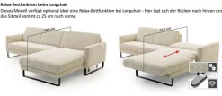 DFM Polstermöbel Maximilian Sofa mit Sitztiefenverstellung