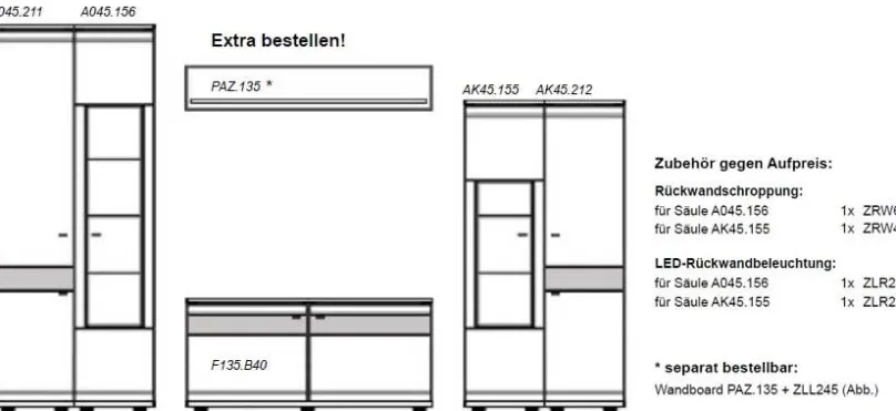 Stralsunder Möbelwerke Mira Schrankwand Wohnzimmer