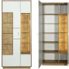Larix Orbano white Vitrinenschrank mit Hirnholz Applikation weiß / alteiche Sale