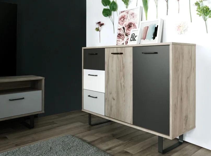 mkpreis Orlando günstige Kommode 120 cm mit Schubkästen u. Türen Hot