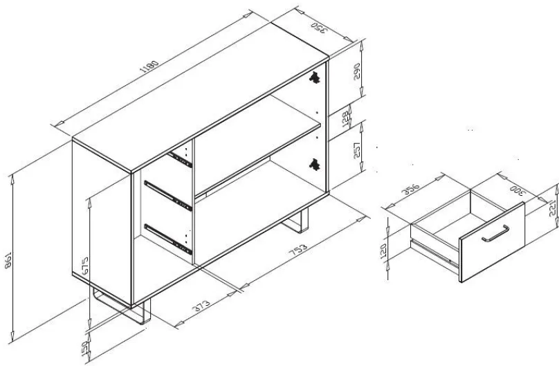 mkpreis Orlando günstige Kommode 120 cm mit Schubkästen u. Türen Hot