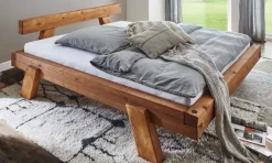 MKS Möbel Powerwood rustikales Balkenbett massiv Eicheoptik Outlet