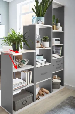 Priess Raumteiler Regal grau Discount