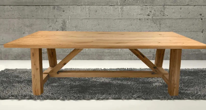 MKS Möbel Rustic Max rustikaler Massivholztisch rustic, wildeiche 200x100 / 220x100 cm Outlet