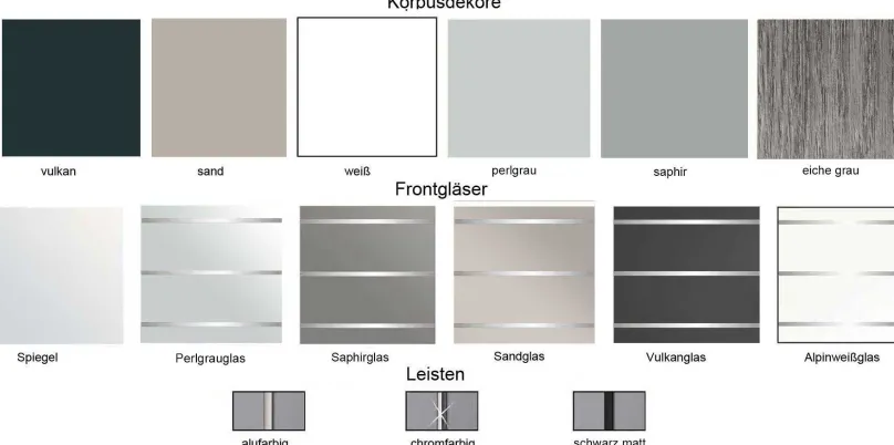 Staud Möbel GmbH & Co.KG Sonate Como Kleiderschrank Glasfront B200 cm