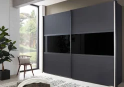 Wiemann Möbel Split Schwebetürenschrank grau New