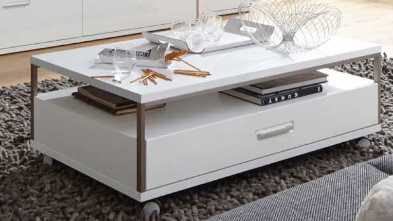 MCA Furniture Trento Couchtisch weiß mit Schublade Clearance