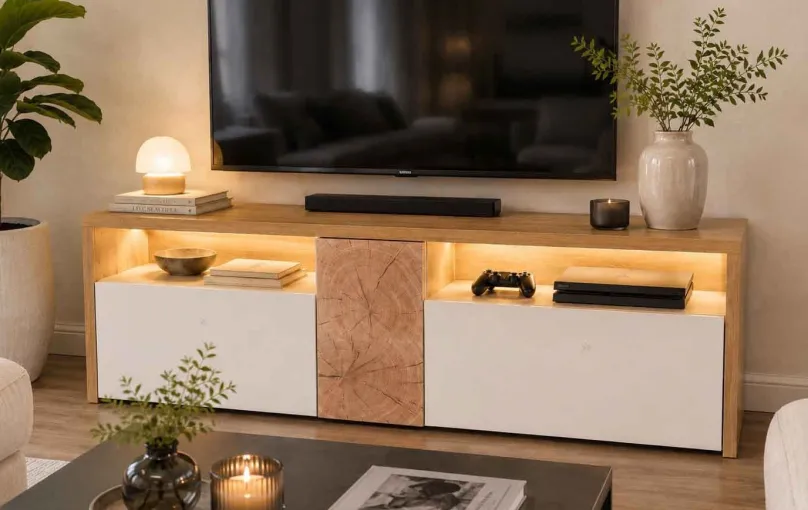 mkpreis TV Lowboard weiß eiche Outlet