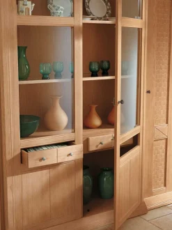 Effedue s.r.l. Vienna Landhaus Vitrinenschrank 4-türig mit Beleuchtung Pinie massiv Online