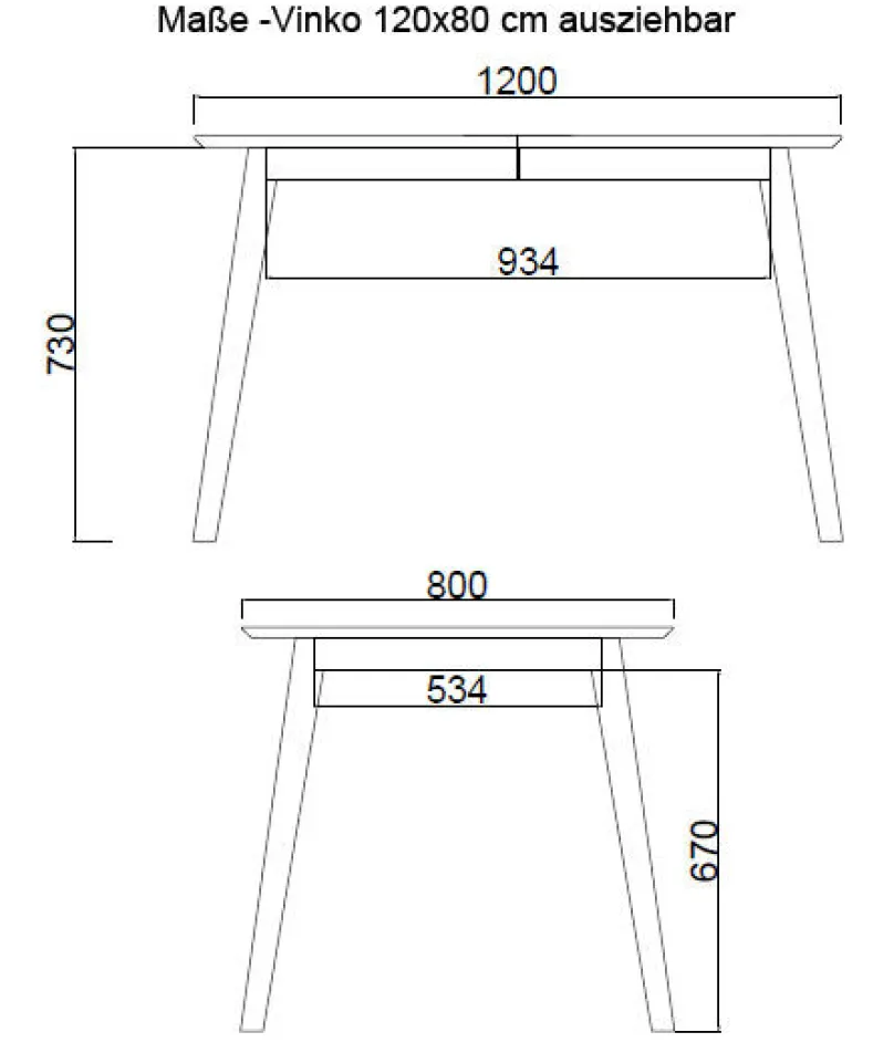 Standard Furniture Vinko Esstisch buche massiv 120x80